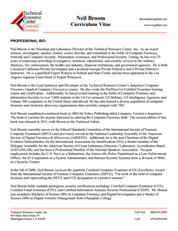 CV for Neil Broom Expert Witness in Computer Forensics Investigations in Jersey City